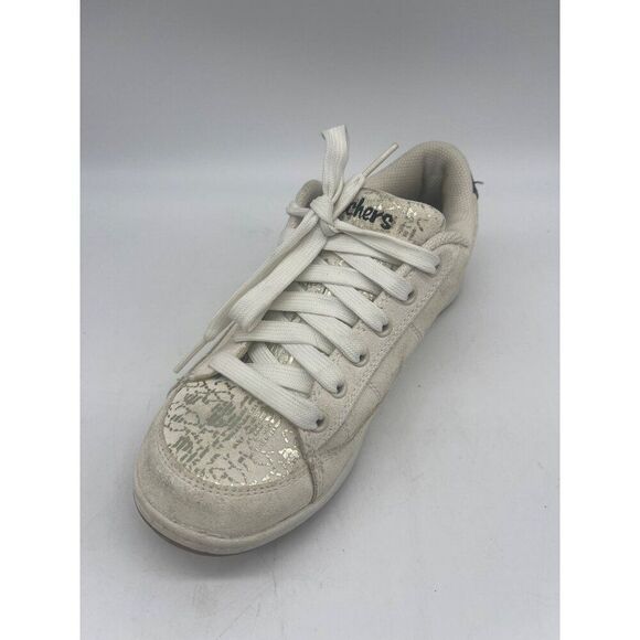 Skechers Women White Leather Sneakers With Gold Trim Size 7 - Picture 1 of 13